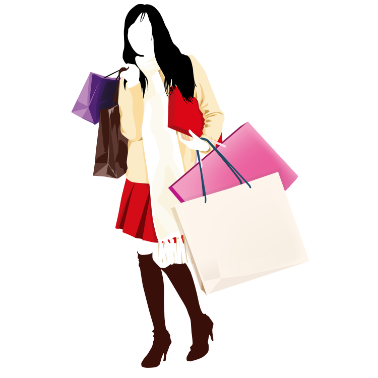 Девушка с покупками без фона