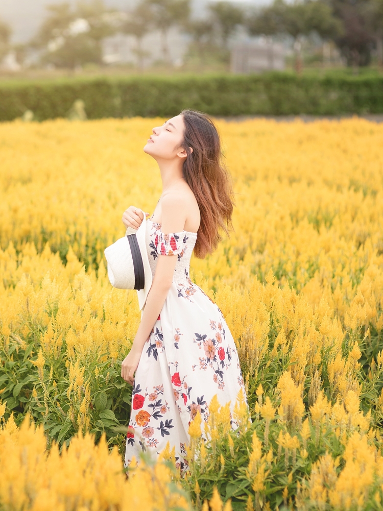 Девушка в поле цветов