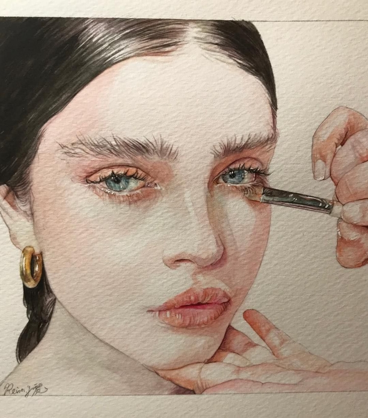 Лицо человека акыарель