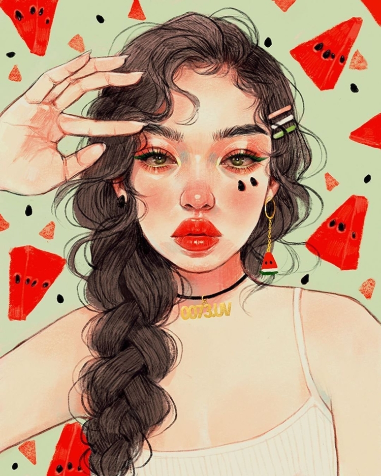 Девушка апельсин арт