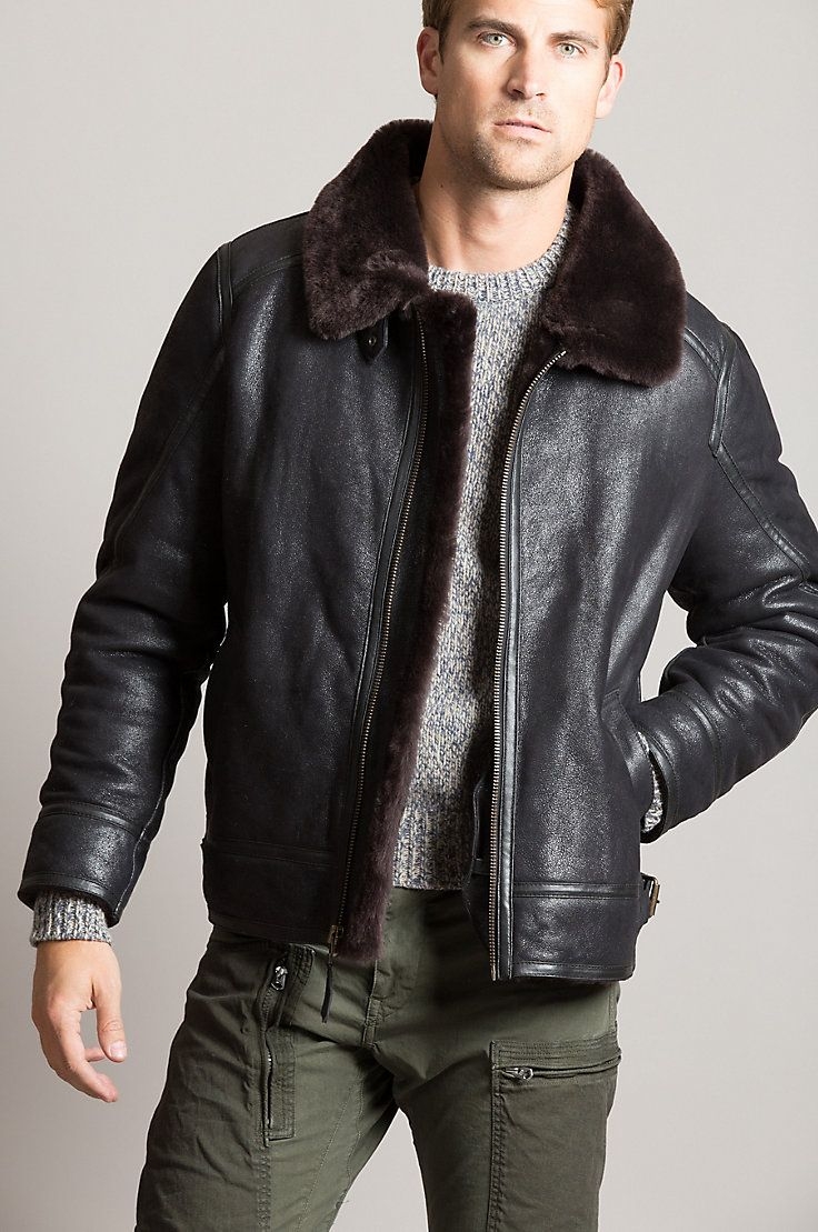 Куртка Авиатор мужская зимняя кожаная