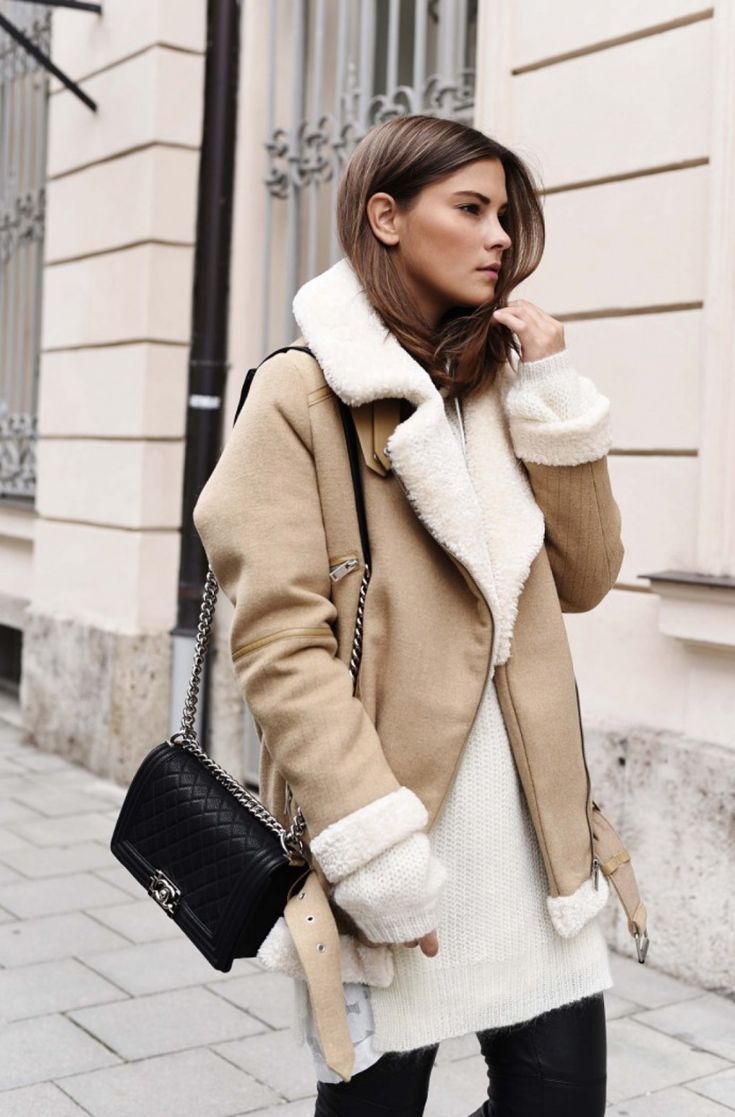 Образы со светлой дубленкой