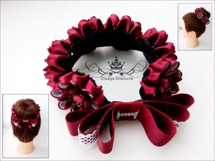 Украшение на гульку в бордовом цвете