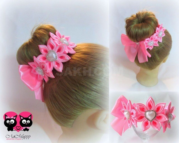 Резинка с цветочками на шишку