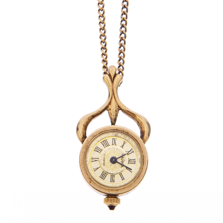 Часы кулон Чайка позолота