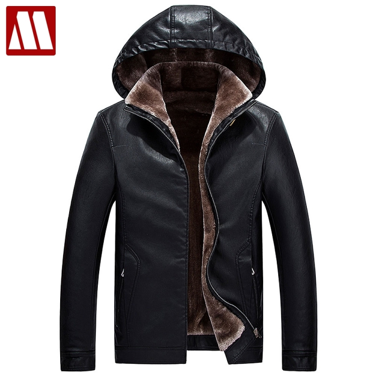 Куртка на меху Проджект-каре мужская из кожзама с капюшоном