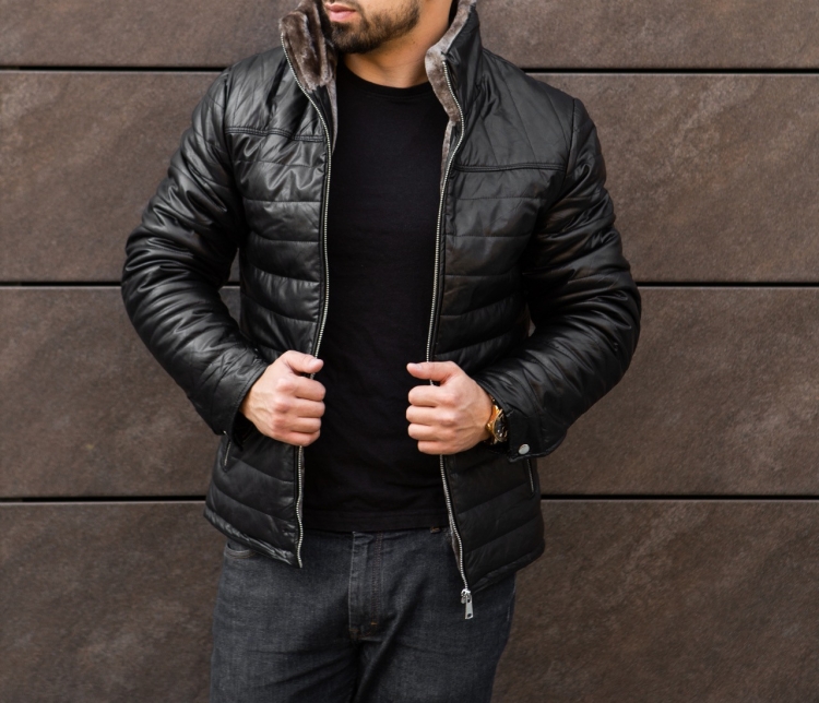 Зимняя кожаная куртка мужская