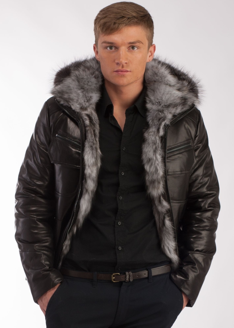 Зимний кожаный пуховик Арнольд фейшен