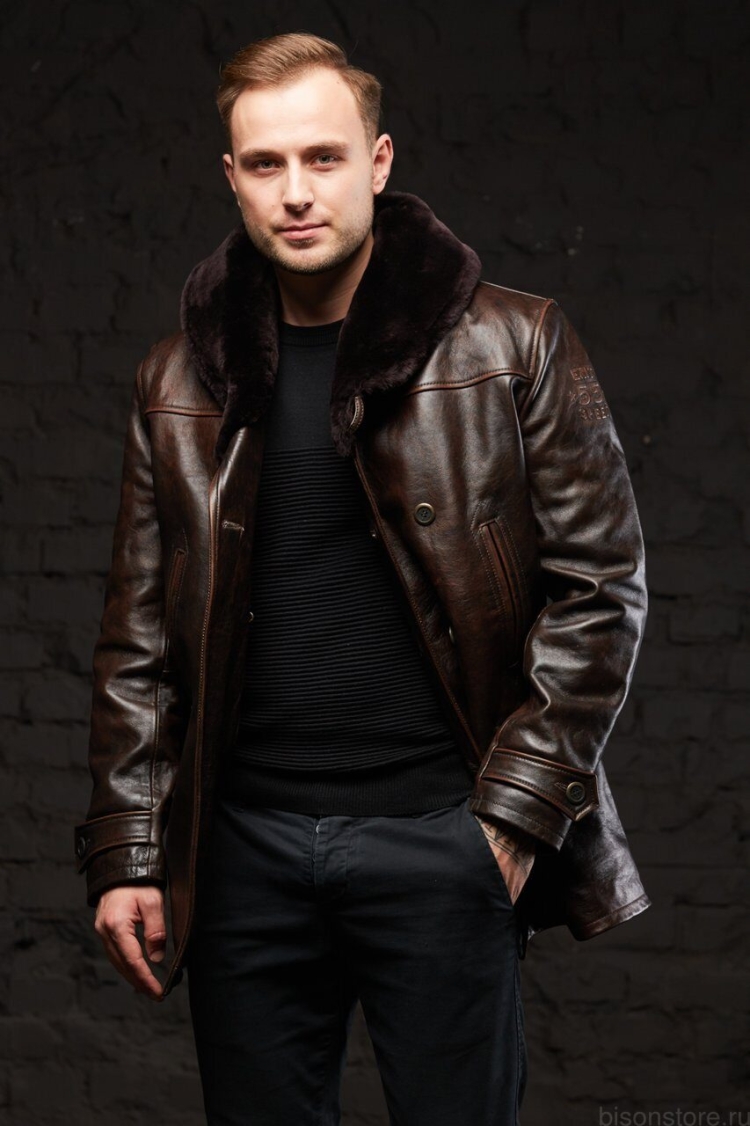 Модные зимние куртки мужские кожаные