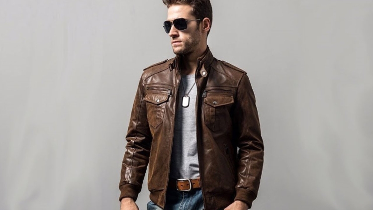 Джекет куртка мужская кожаная