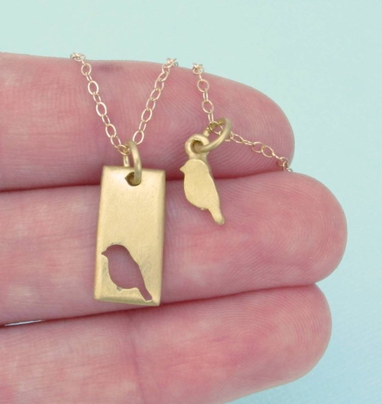 Золотые парные кулоны для мамы и Дочки