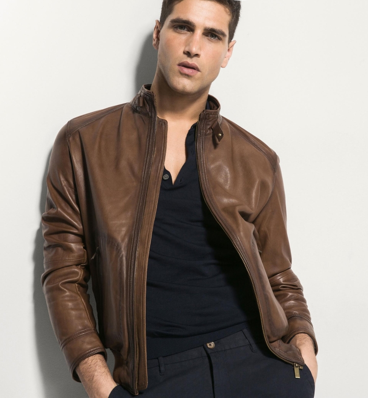 Кожаная куртка мужская бомбер massimo Dutti