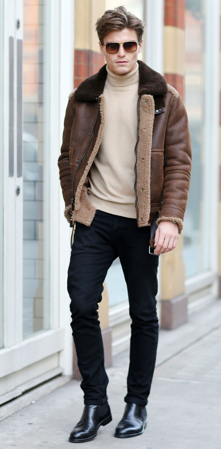 Зимние ботинки с черной курткой мужской