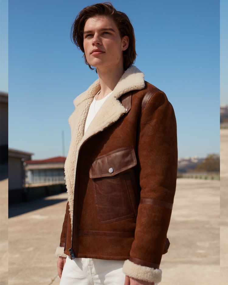 Итальянская мужская дублёнка Shearling Original Lambskin