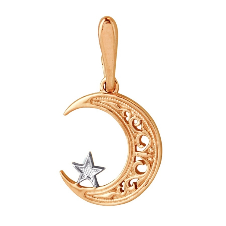 Кулон полумесяц золотой