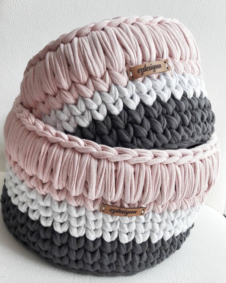 Вязаные корзины из трикотажной пряжи