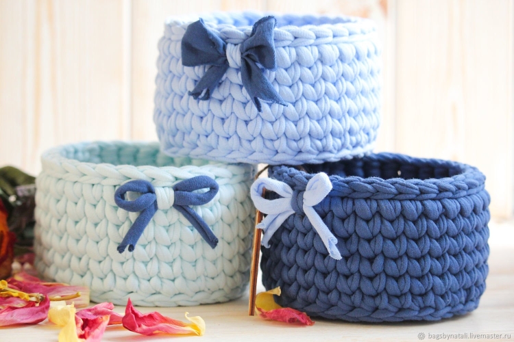 Корзины из трикотажной пряжи