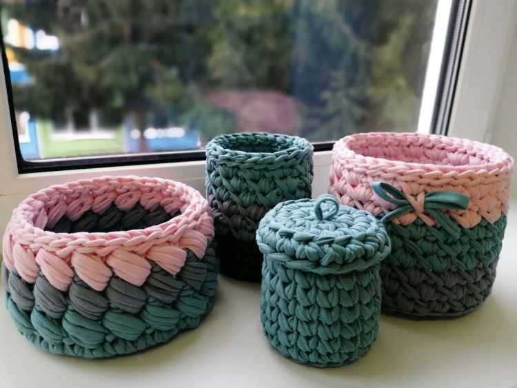 Корзины из трикотажной пряжи