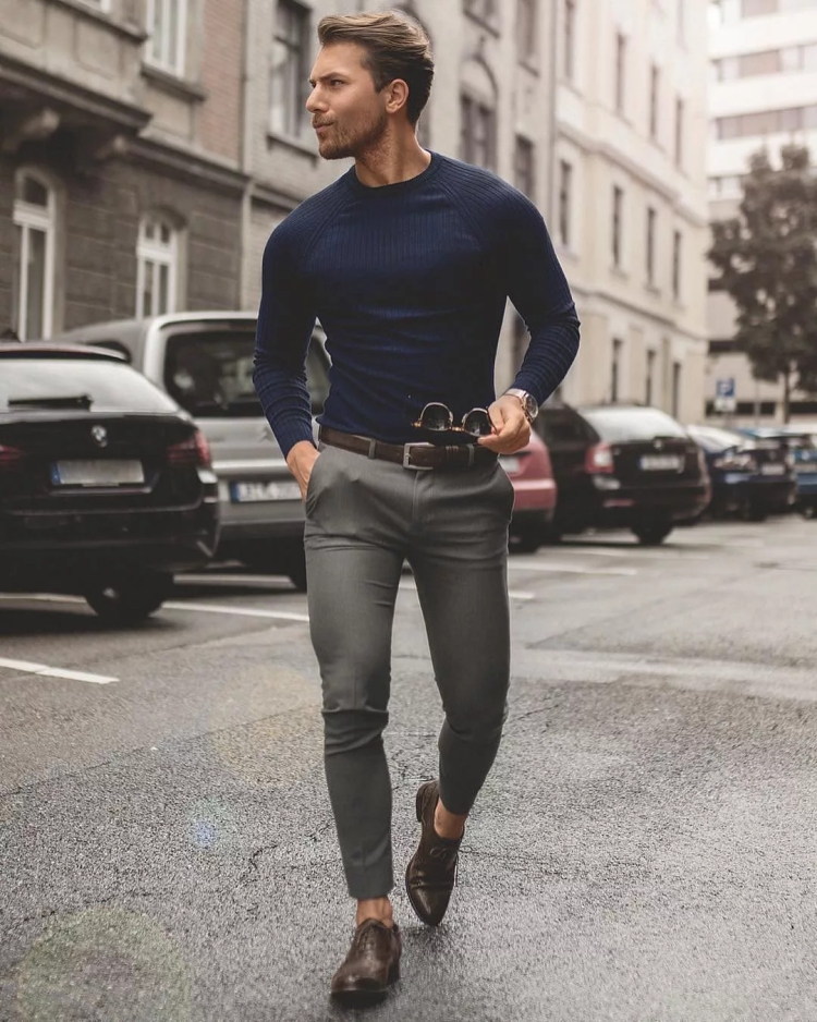 Белая водолазка с брюками мужская