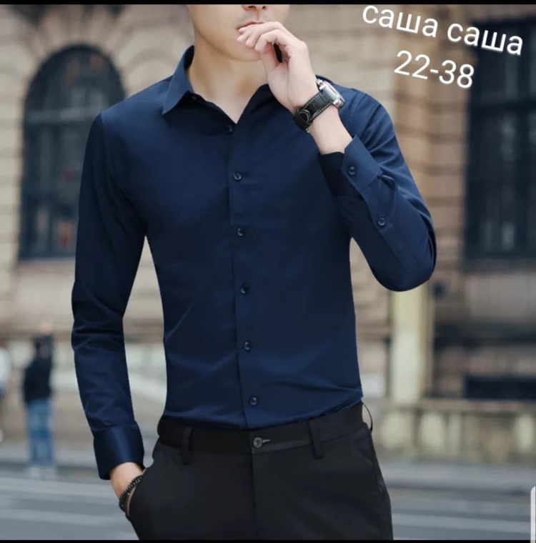 Черная классическая рубашка мужская