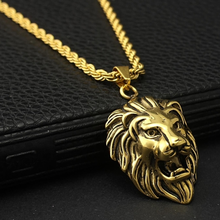 Золотой кулон голова Льва