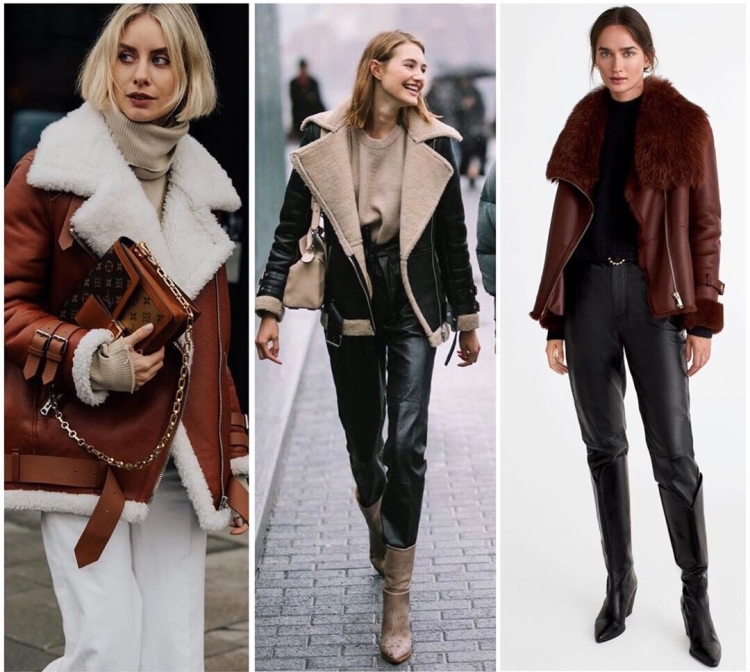 Стильные джинсы с дубленкой