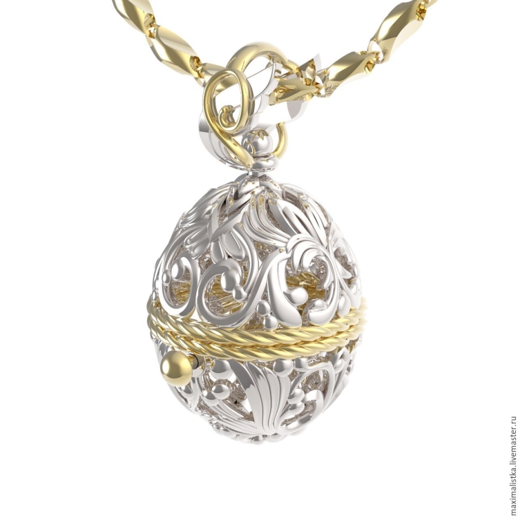 Кулон пасхальное яйцо Рубин серебро