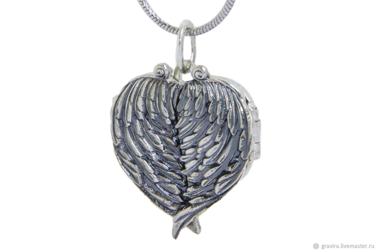 Серебряный кулон открывающийся "Крылья ангела"
