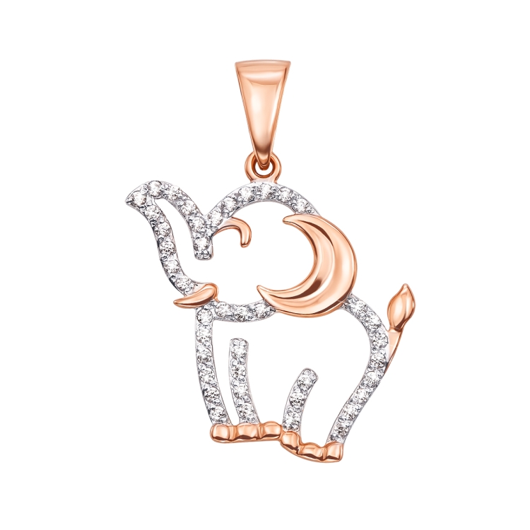 Подвеска слоника с фианитами из золота