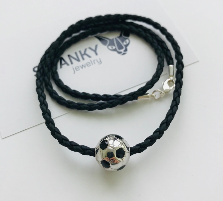 Серебряная подвеска футбольный мяч