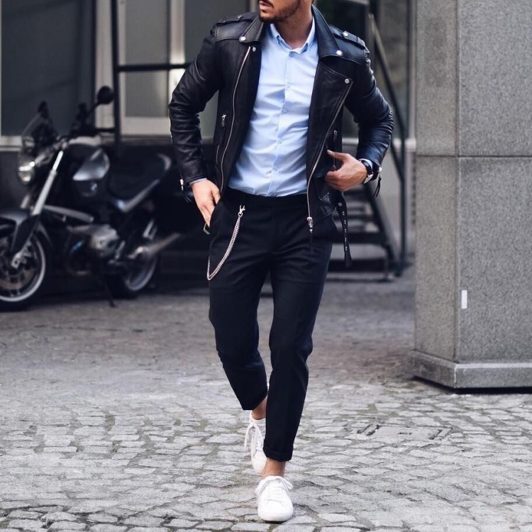 Мужские кожаные куртки стрит стайл