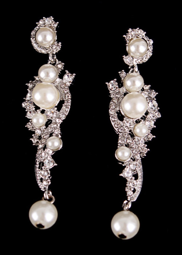 Свадебные серьги с жемчугом длинные
