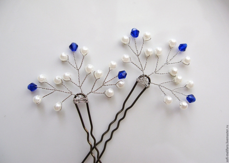 Шпильки с бусинами и проволокой