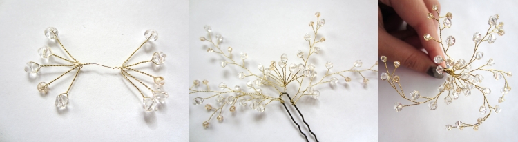 Украшение для волос из бисера и проволоки