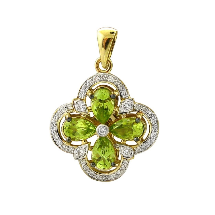 Подвес с хризолитом 585 золотой