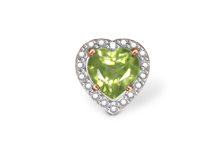 Подвеска сердечко с хризолитом