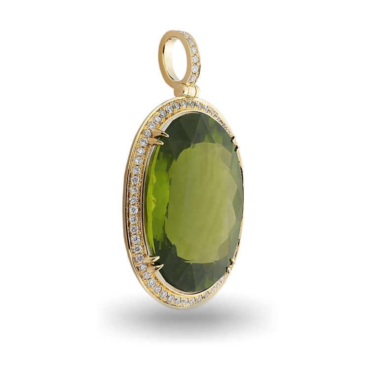 Большие золотые кулоны и подвески с хризолитами