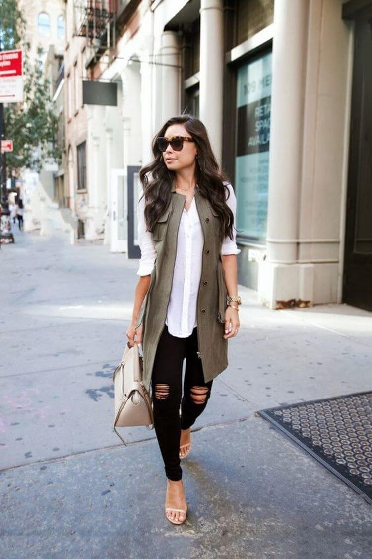 Образы с трикотажной жилеткой