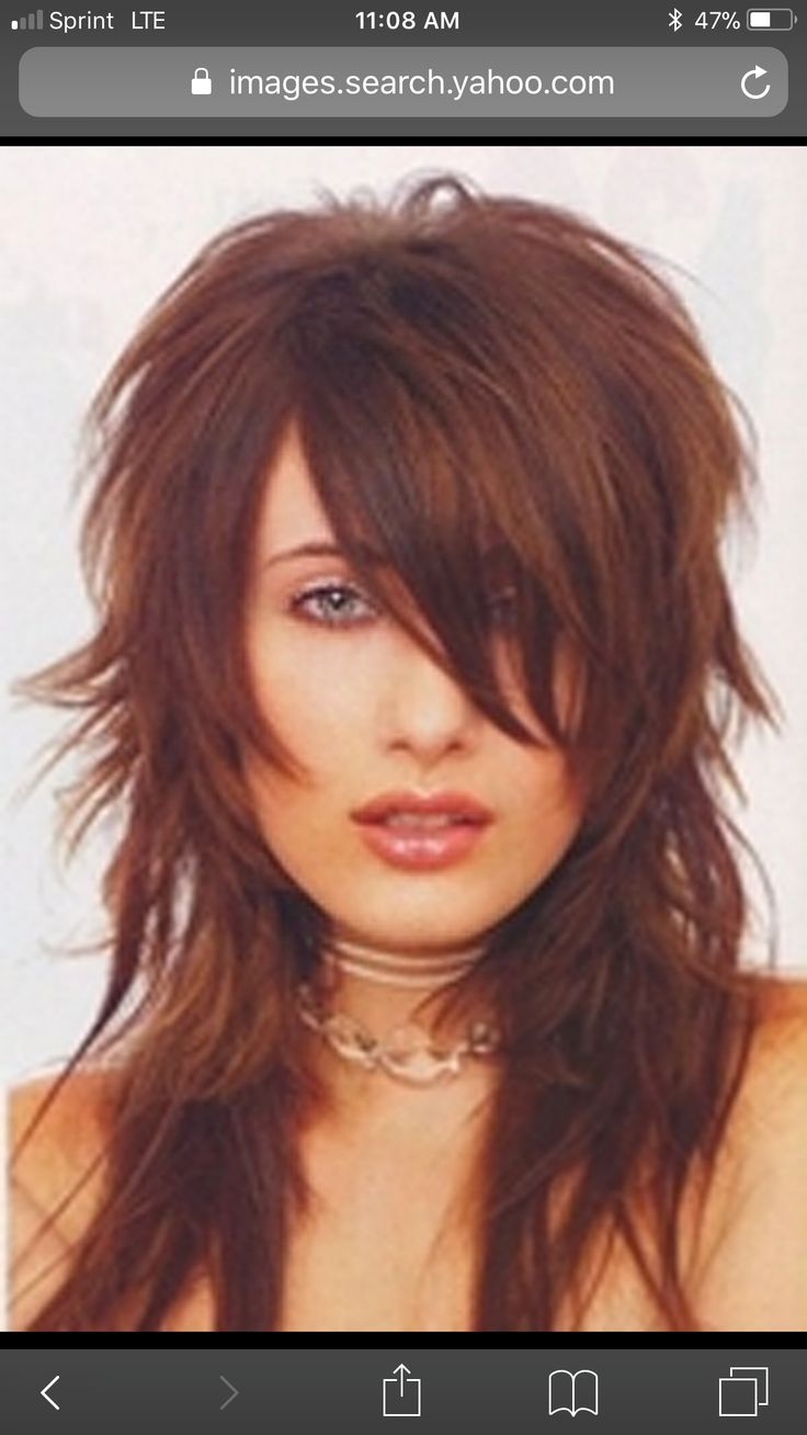 Стрижка Каскад на средние волосы с челкой