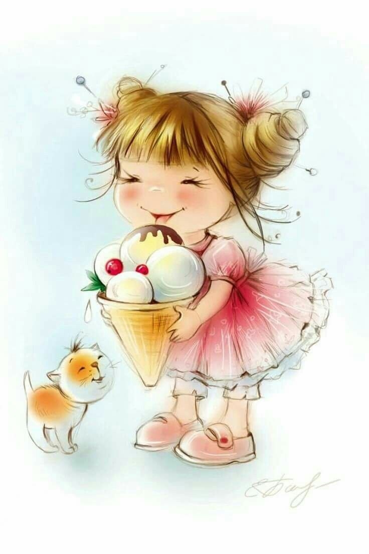 Акварельные иллюстрации девочки