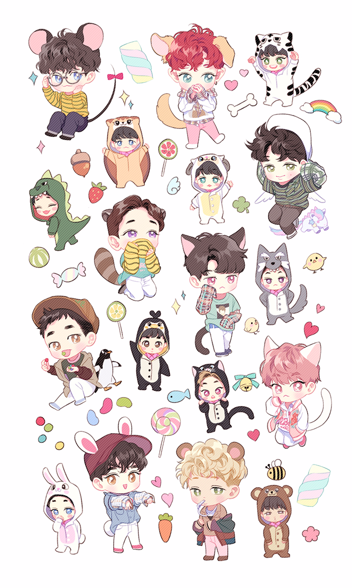 Милые Стикеры корейские БТС