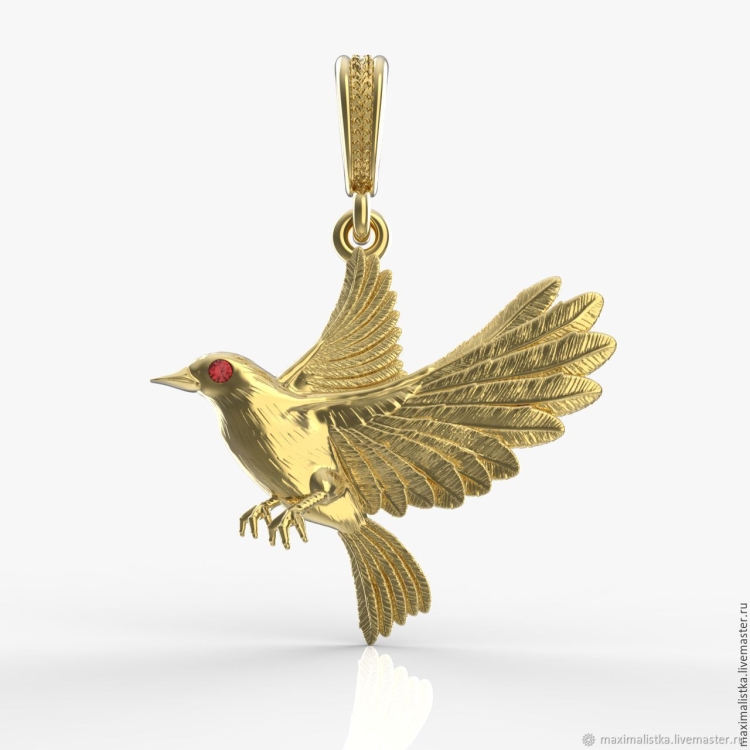 Подвеска птичка золото
