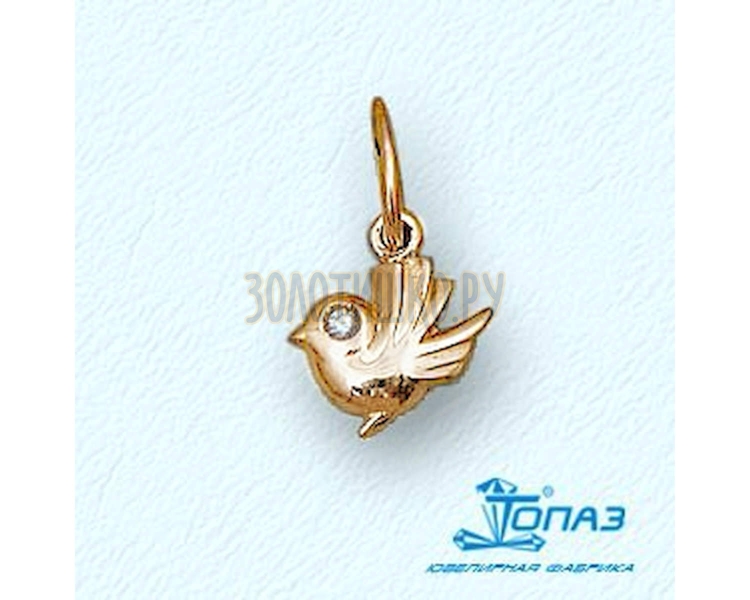 Подвеска сердечко птица золото