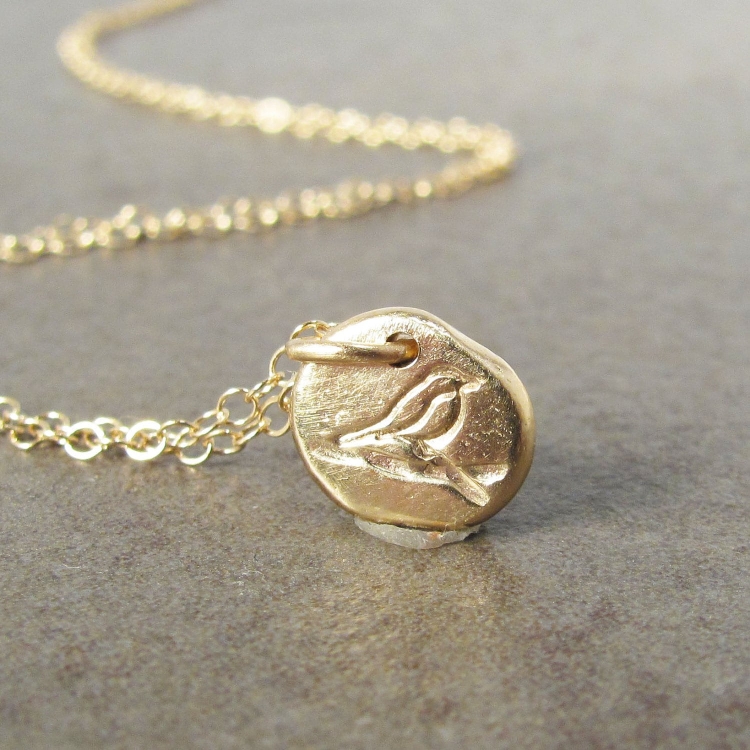 Кулон птичка золото