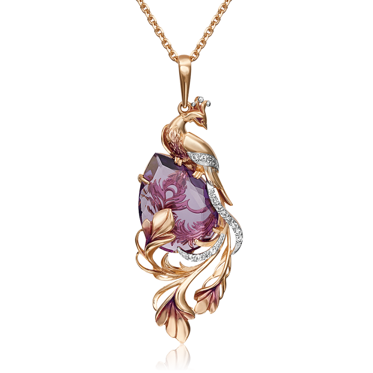Золотая подвеска Platina Jewelry с аметистом