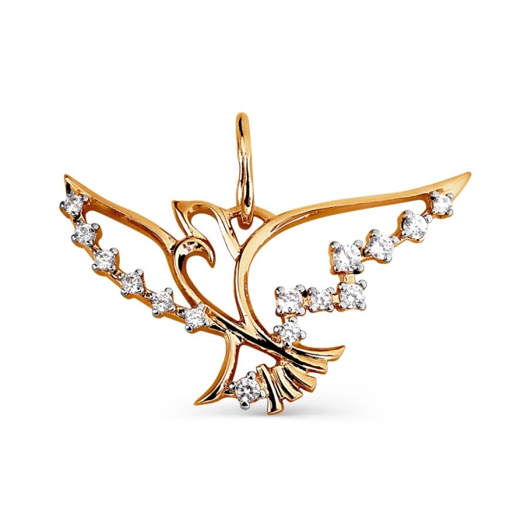 Золотая подвеска "птичка"