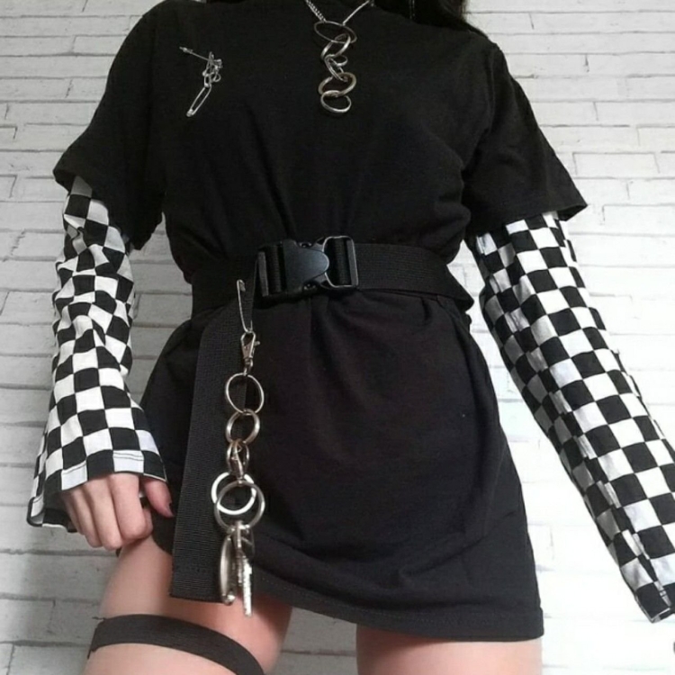 Чёрная одежда для девушек подростков с цепями