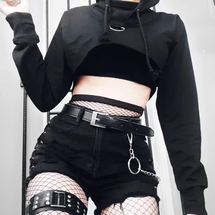 Goth outfit Грандж чёрная корейская одежда