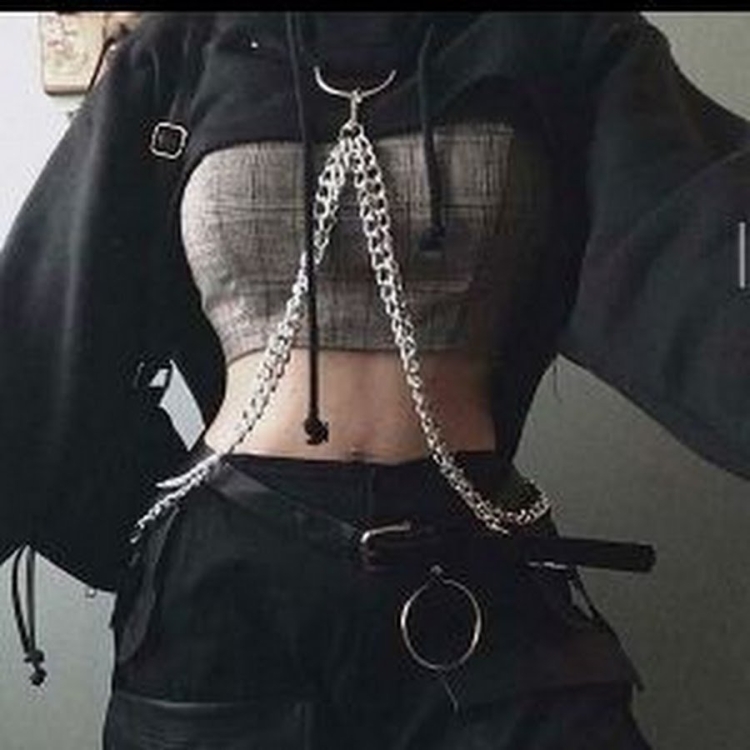 Goth outfit Грандж чёрная корейская одежда