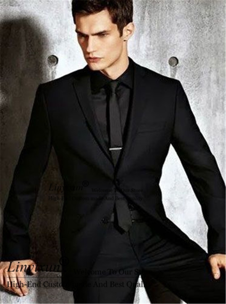 Черный костюм мужской